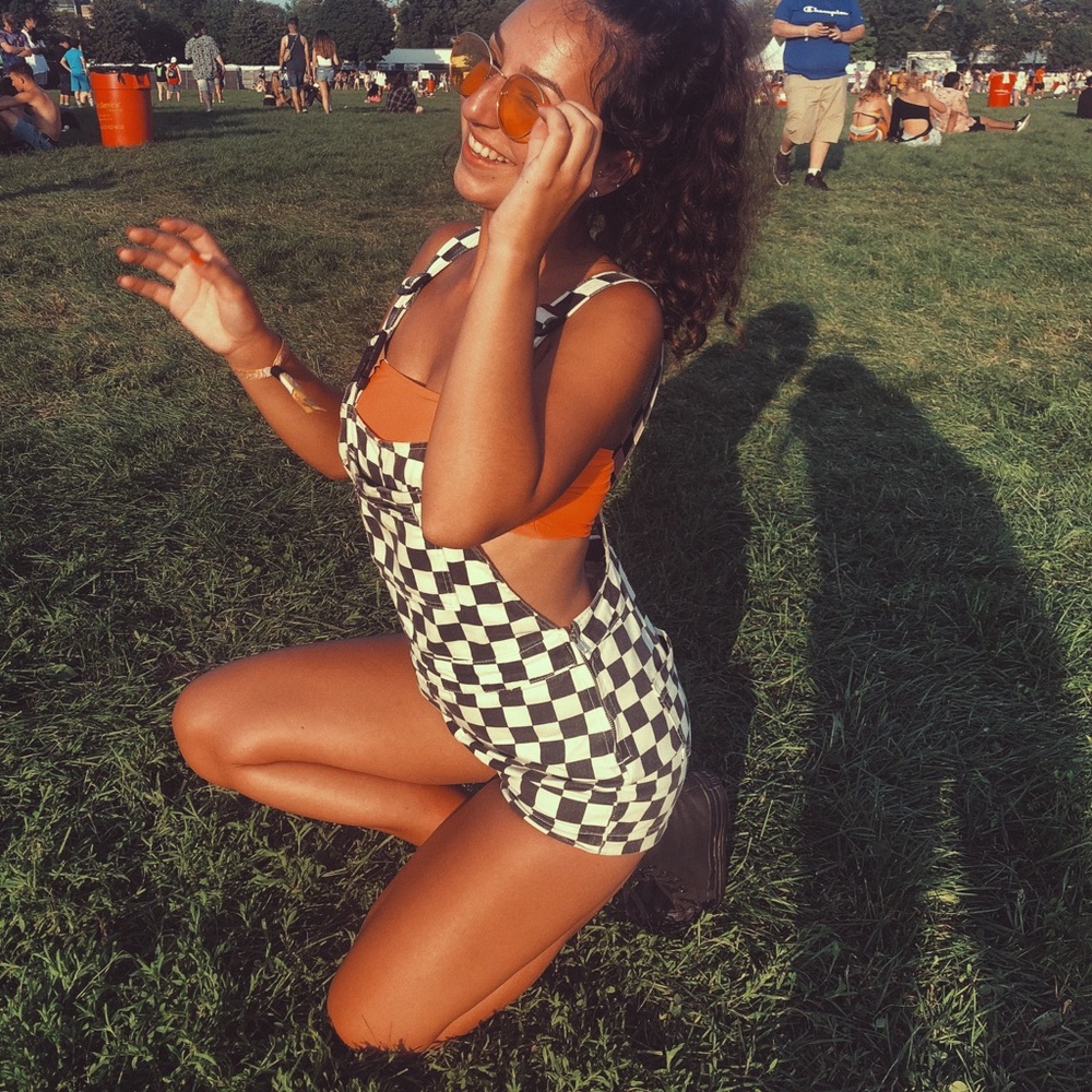 Denim Checkered Romper